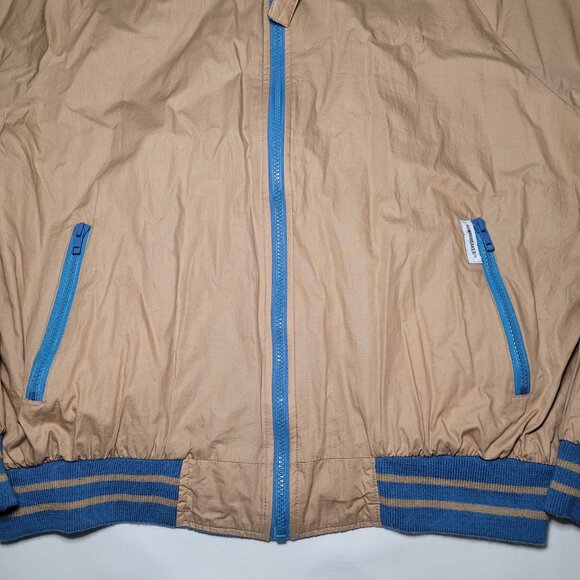 Vintage Windbreaker Tan and Blue Reversible Bomber Zip Up Jacket Mens Size XL - Picture 3 of 16
